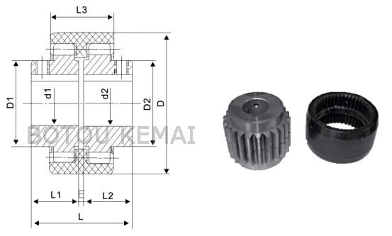 Nylon sleeve gear coupling drawing