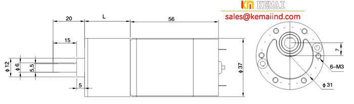 DC Gear Motor Size KM37-555